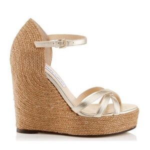 Jimmy Choo Delaney Espadrille Wedge Gold 38.5